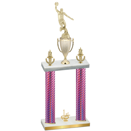 Double Pink Carbon Fiber First Place Basketball Trophy
