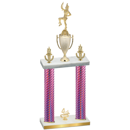 Double Pink Carbon Fiber Fourth Place Majorette Trophy