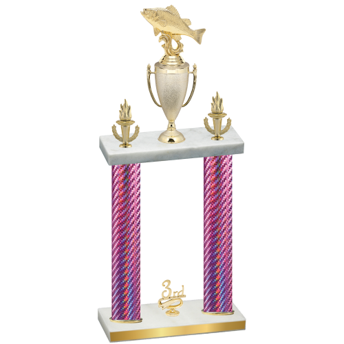 Double Pink Carbon Fiber Third Place Fishing Trophy