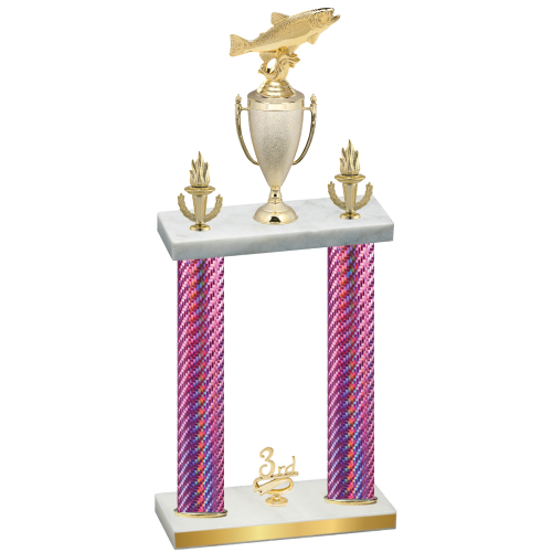 Double Pink Carbon Fiber Third Place Fishing Trophy