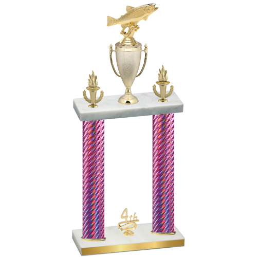 Double Pink Carbon Fiber Fourth Place Fishing Trophy