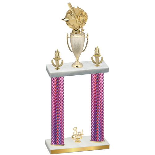 Double Pink Carbon Fiber Third Place Baseball Trophy