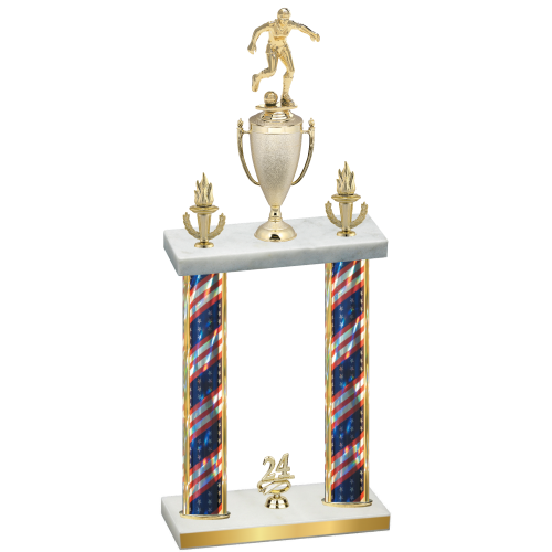 Double Flag USA Year Soccer Trophy