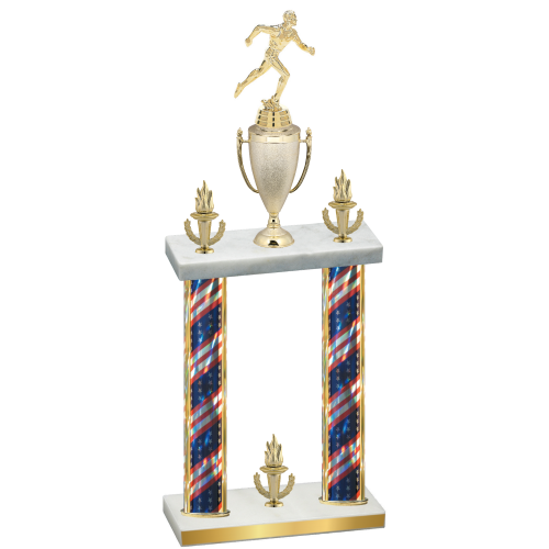 Double Flag USA Victory Running Trophy