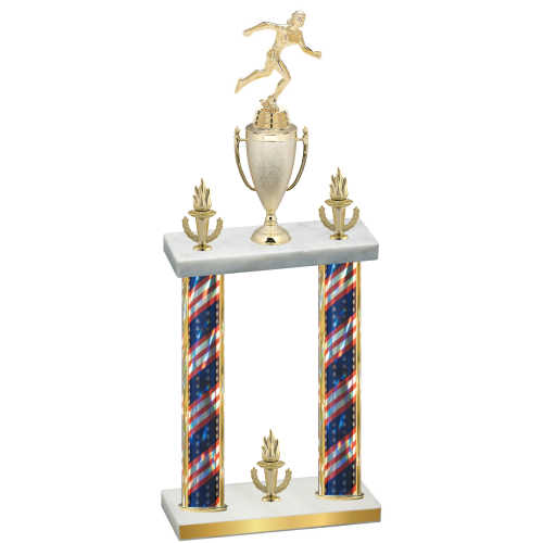 Double Flag USA Victory Running Trophy
