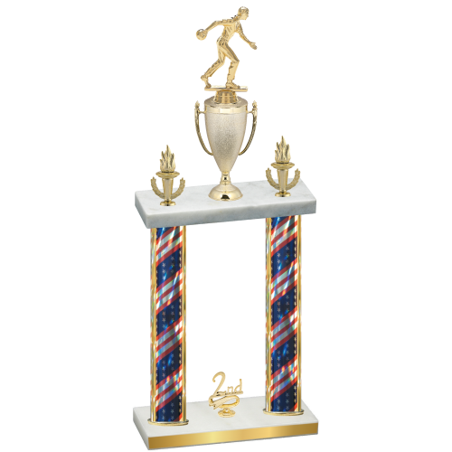 Double Flag USA Second Place Bowling Trophy