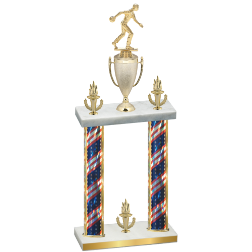 Double Flag USA Victory Bowling Trophy