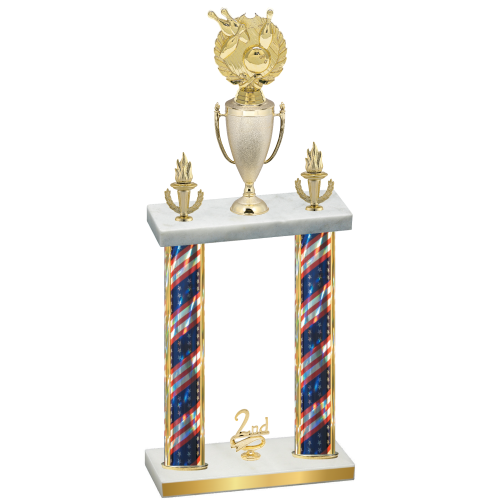 Double Flag USA Second Place Bowling Trophy