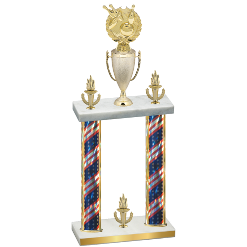 Double Flag USA Victory Bowling Trophy