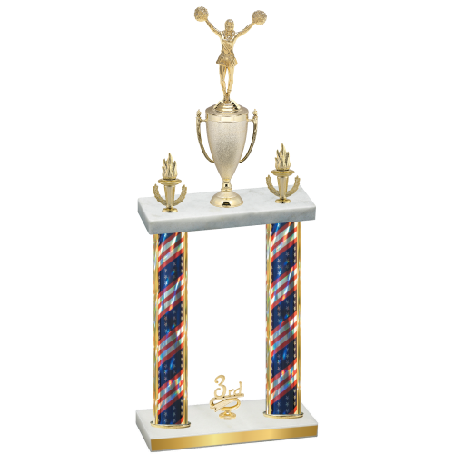 Double Flag USA Third Place Cheerleading Trophy