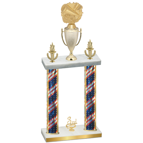 Double Flag USA Third Place Cheerleading Trophy