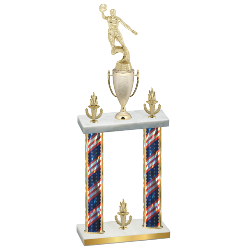 Double Flag USA Victory Basketball Trophy