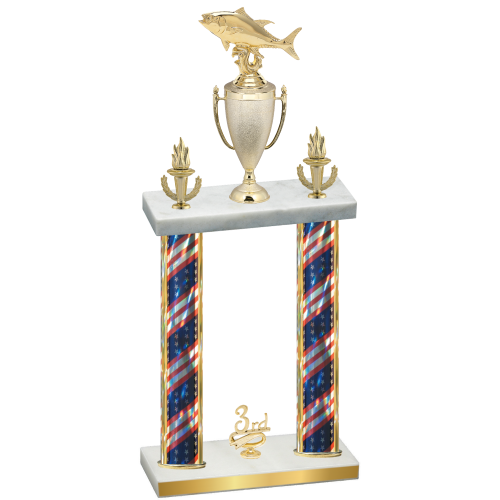 Double Flag USA Third Place Fishing Trophy