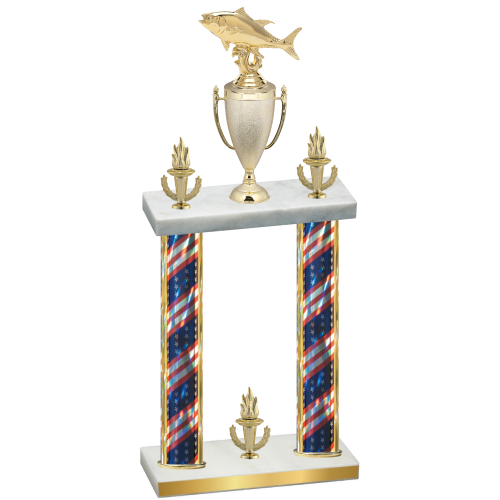 Double Flag USA Victory Fishing Trophy