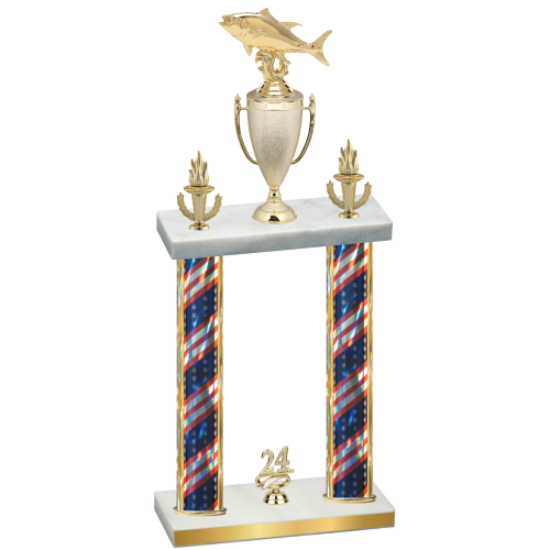 Double Flag USA Year Fishing Trophy