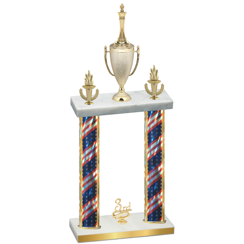Double Flag USA Third Place Chess Trophy