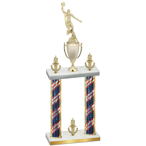Double Flag USA Victory Basketball Trophy