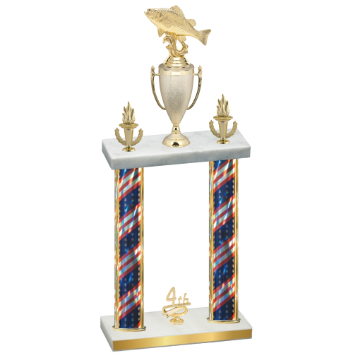 Double Flag USA Fourth Place Fishing Trophy