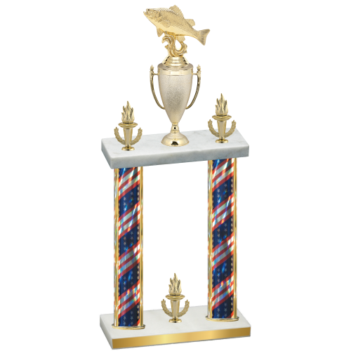 Double Flag USA Victory Fishing Trophy