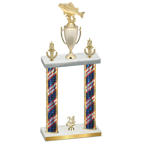 Double Flag USA Year Fishing Trophy