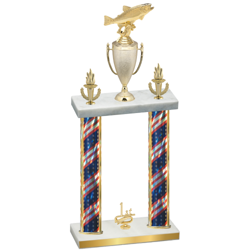Double Flag USA First Place Fishing Trophy