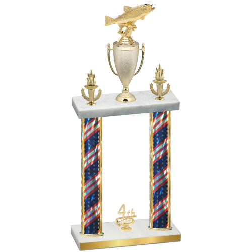 Double Flag USA Fourth Place Fishing Trophy