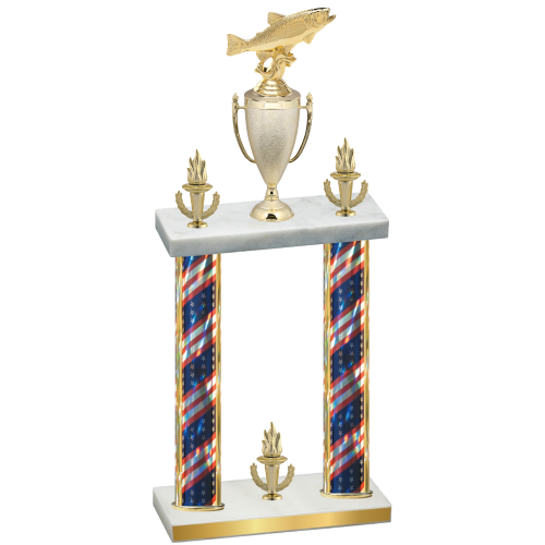 Double Flag USA Victory Fishing Trophy