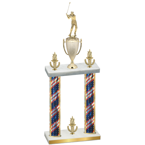 Double Flag USA Victory Golf Trophy