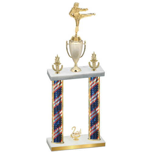 Double Flag USA Second Place Karate Trophy
