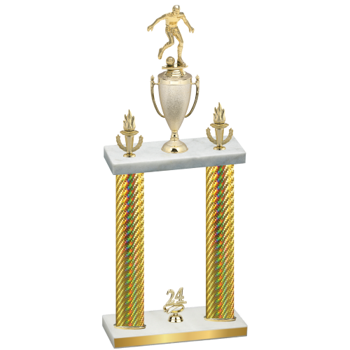 Double Gold Carbon Fiber Year Soccer Trophy