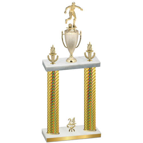 Double Gold Carbon Fiber Year Soccer Trophy