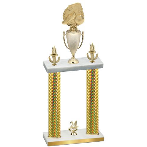 Double Gold Carbon Fiber Year Soccer Trophy