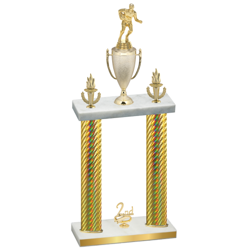Double Gold Carbon Fiber Second Place Rugby Trophy
