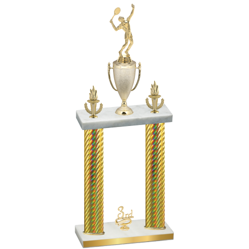 Double Gold Carbon Fiber Third Place Tennis Trophy