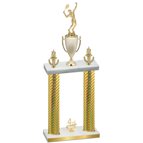 Double Gold Carbon Fiber Fourth Place Tennis Trophy