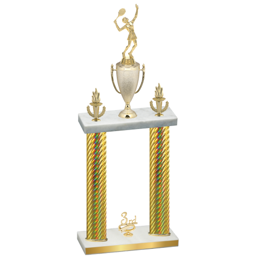 Double Gold Carbon Fiber Third Place Tennis Trophy