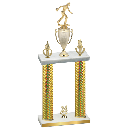 Double Gold Carbon Fiber Year Bowling Trophy