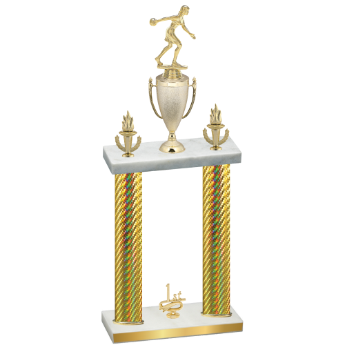 Double Gold Carbon Fiber First Place Bowling Trophy