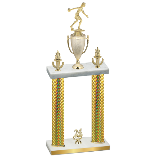 Double Gold Carbon Fiber Year Bowling Trophy