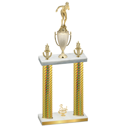 Double Gold Carbon Fiber Third Place Tennis Trophy