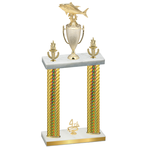 Double Gold Carbon Fiber Fourth Place Fishing Trophy