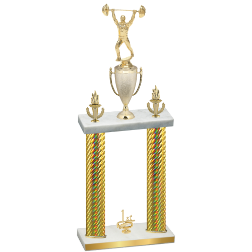 Double Gold Carbon Fiber First Place Weights Trophy