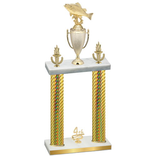Double Gold Carbon Fiber Fourth Place Fishing Trophy