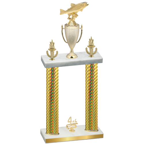 Double Gold Carbon Fiber Fourth Place Fishing Trophy