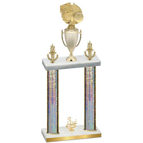 Double Silver Glacier Third Place Basketball Trophy