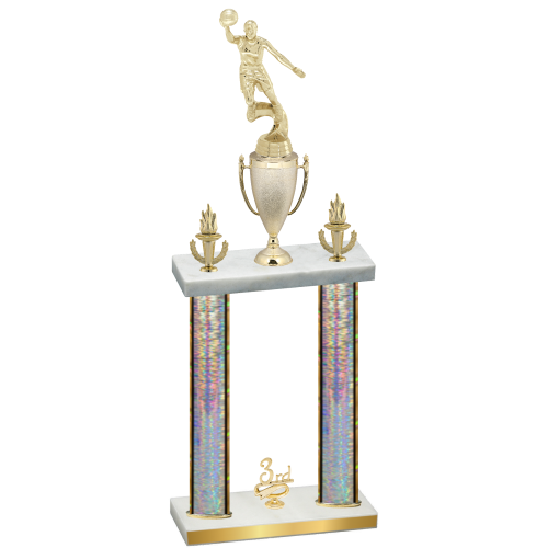 Double Silver Glacier Third Place Basketball Trophy