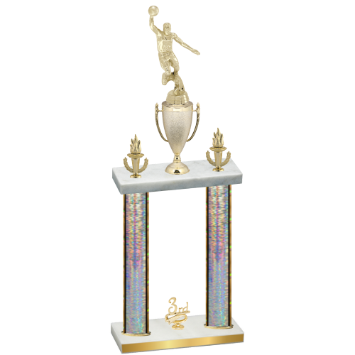 Double Silver Glacier Third Place Basketball Trophy