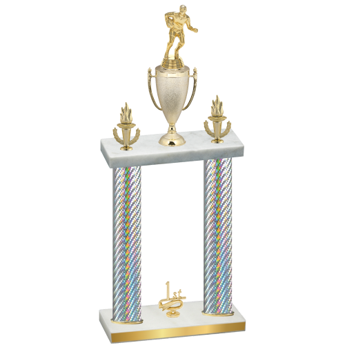 Double Silver Carbon Fiber First Place Rugby Trophy