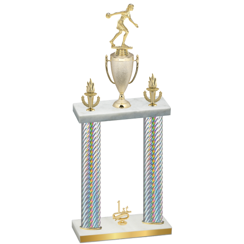 Double Silver Carbon Fiber First Place Bowling Trophy