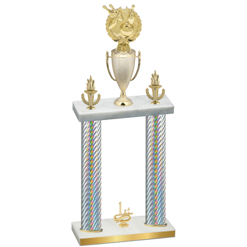 Double Silver Carbon Fiber First Place Bowling Trophy